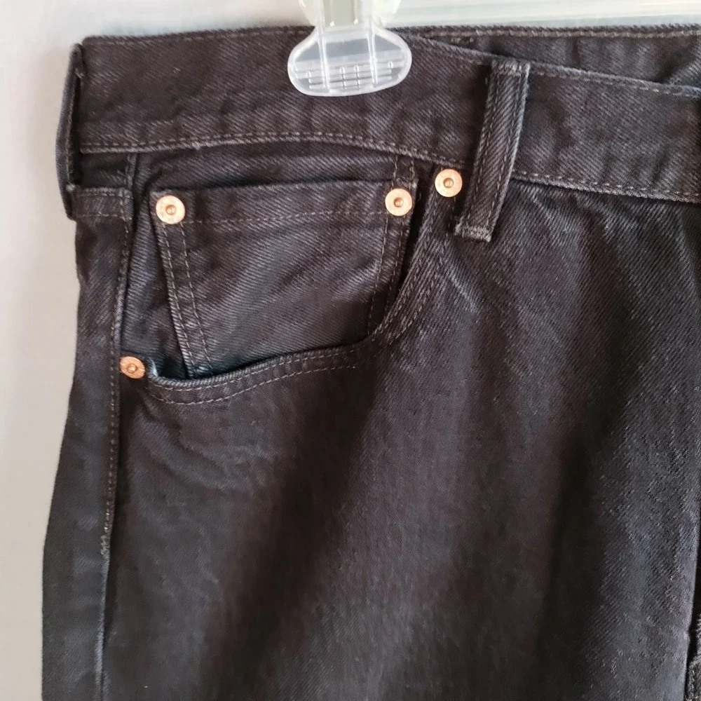 Levis 501 Jeans Mens 38x32 (Fits 38x30) Denim Straight Button Fly Black Charcoal